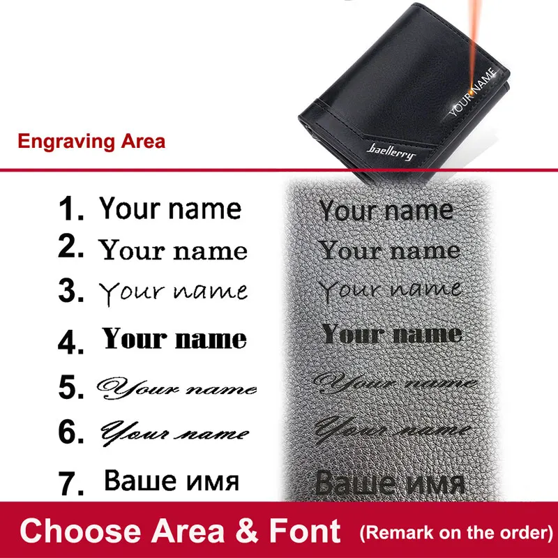 Baellerry RFID 남성용 짧은 지갑, 무료 이름 각인 팝업 카드 홀더, 남성 지갑, 지퍼 동전 주머니, 남성 카드 클립
