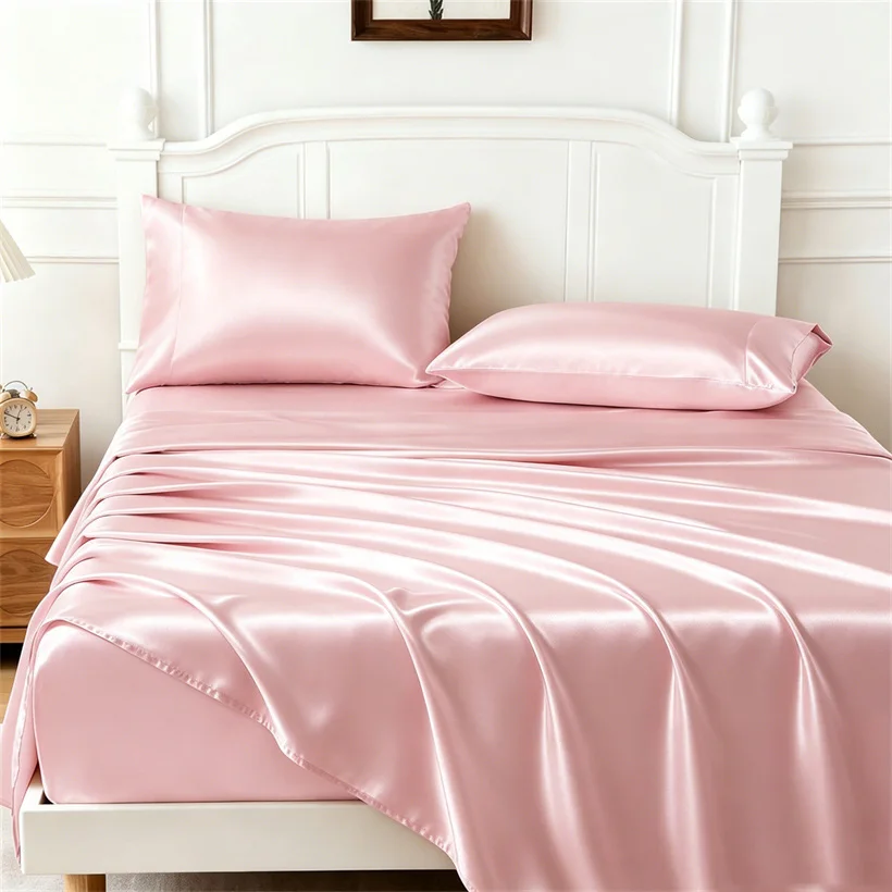 Luxury Mulberry Silk Bed Sheet Set 100% Silk Sheets Set with Fitted Sheet Flat Sheet Pillowcasae For Sensitive Skin Hair Care