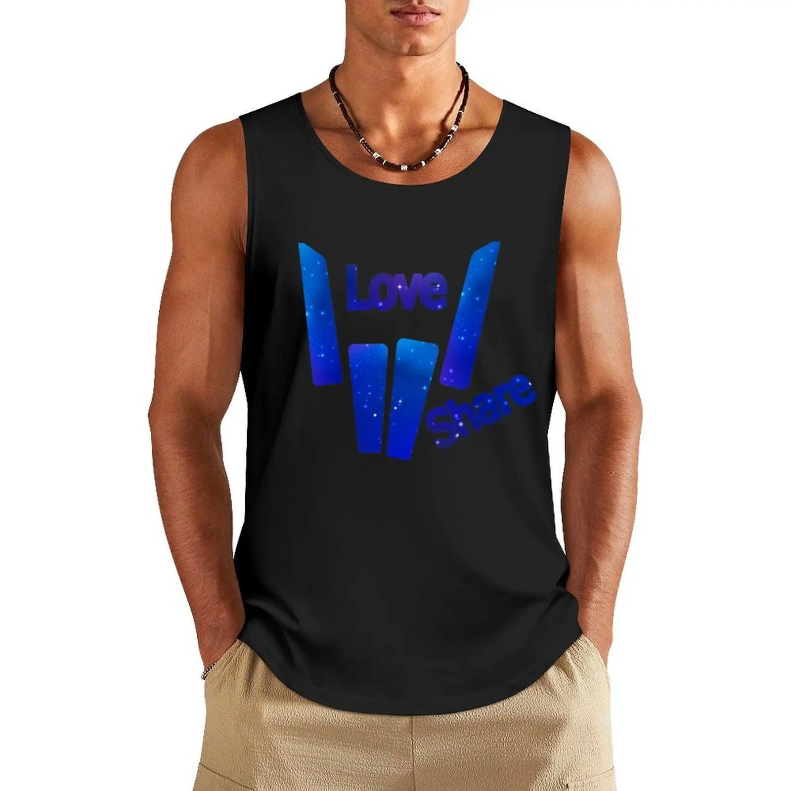 

share Love Blue Galaxy Tank Top Men's summer clothes Top cool things gym clothing