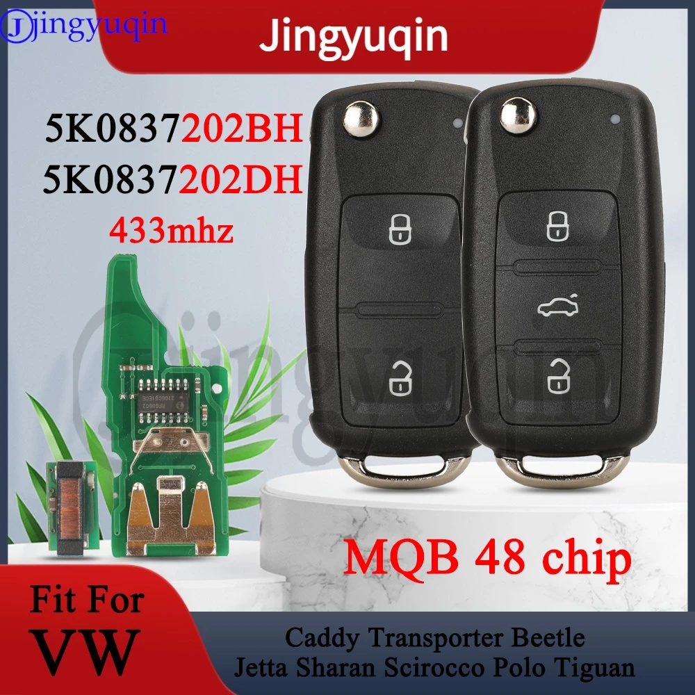 

Jingyuqin 5K0837202BH/DH MQB 48 чип 433 МГц удаленный автомобильный ключ для VW Caddy Transporter Beetle Jetta Sharan Scirocco Polo Tiguan Fob