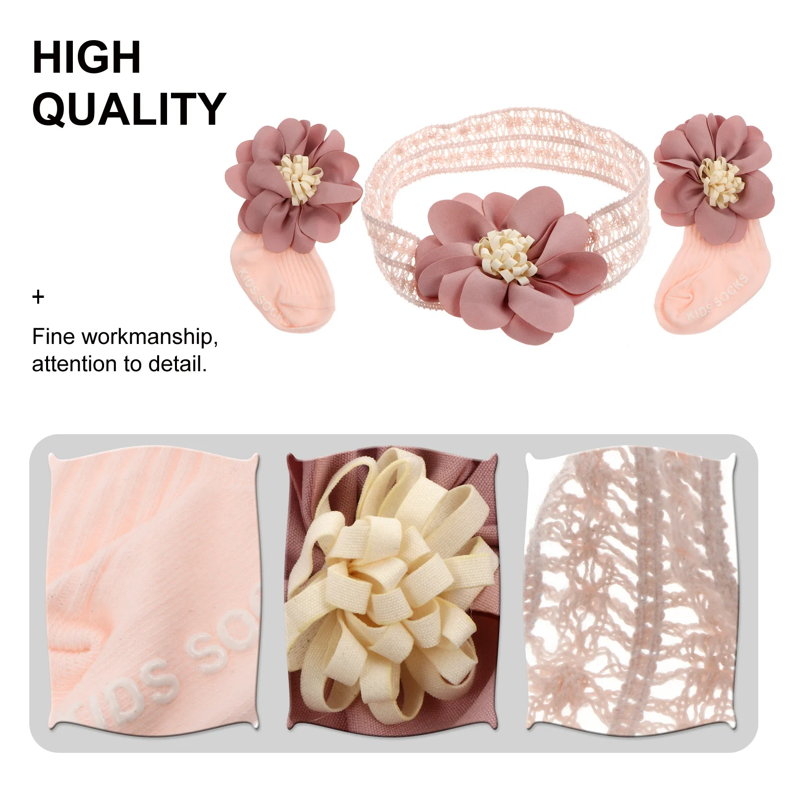 1 مجموعة الطفل عقال الجوارب مجموعة رائعتين زهرة تصميم مريح للتنفس منتصف العجل طول الجوارب الوليد الشهر الأول هدية الطفل