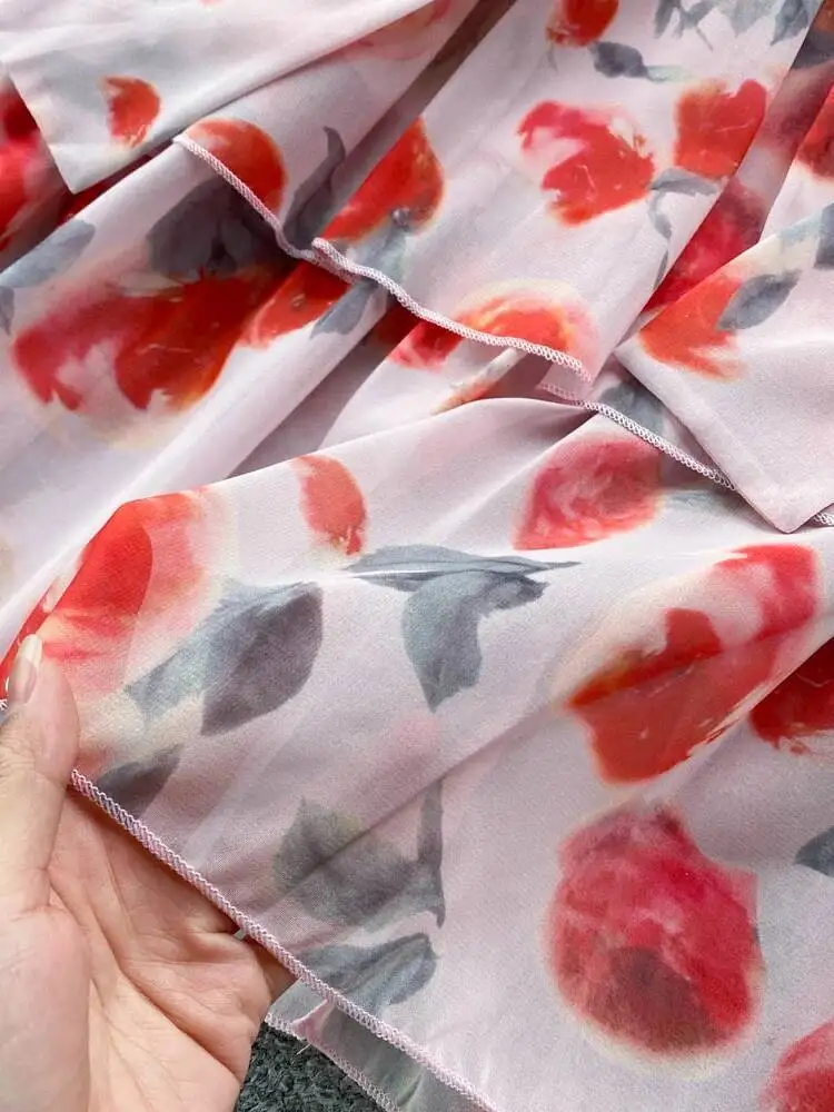 Mulheres sexy sem costas vestido de praia verão pintura a óleo impresso com decote em v chiffon vestidos longos senhoras magro a linha camada longo robe