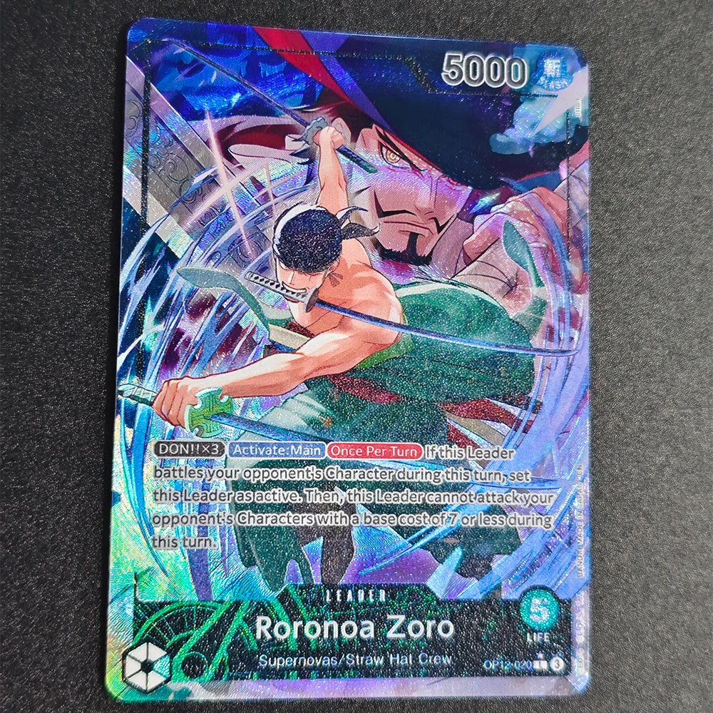 Anime OPCG Collezione Leader di carte Roronoa Zoro Parallel OP12-020 L Legacy of The Master Card Inglese Full Art Texturizzato Regalo Giocattolo