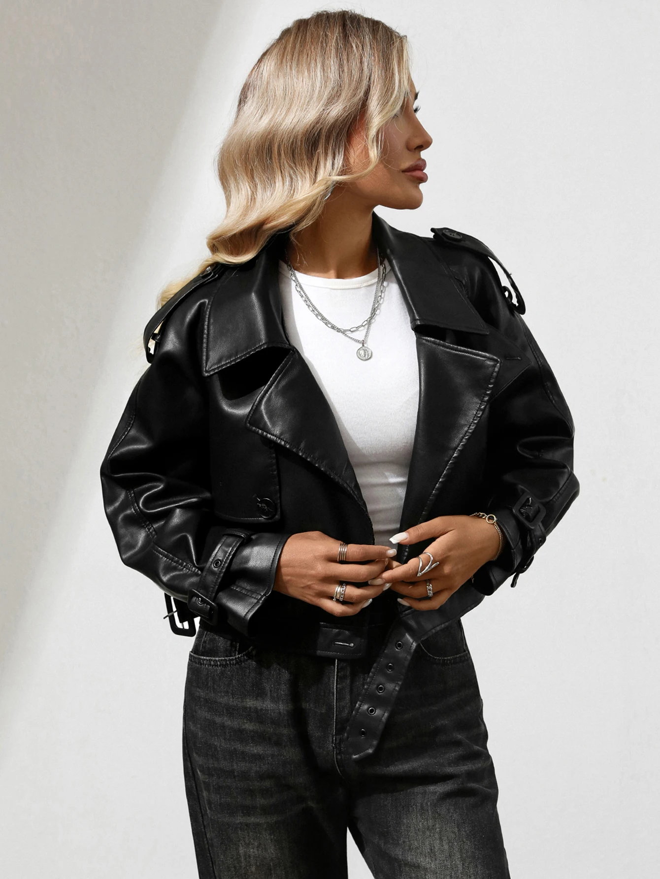 

Fitaylor женская куртка из искусственной кожи женская мотоциклетная кожаная верхняя одежда с лацканами повседневное светло-зеленое пальто