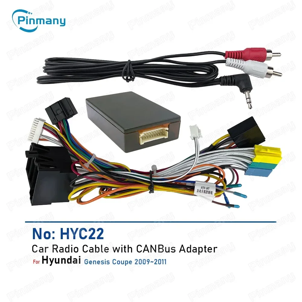 

Car radio cable connector HYC22 Android head unit Wire Harness Adapter with CAN Bus Decoder for Hyundai Genesis Coupe 2009~2011
