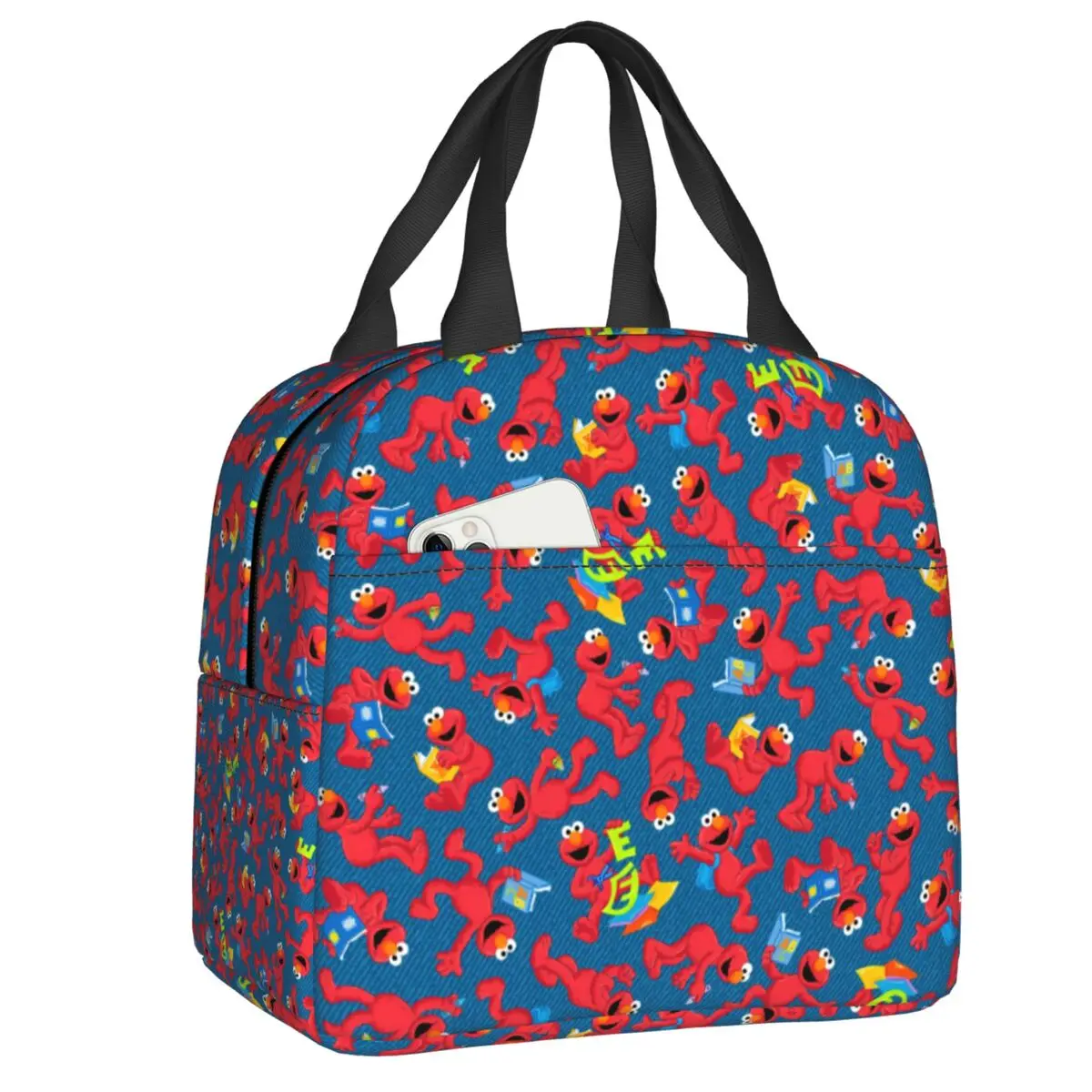 Custom Funny Cartoon Cookie Monster Pattern Lunch Bag Men Women Cooler Thermal Insulated Lunch Box for Adult Office