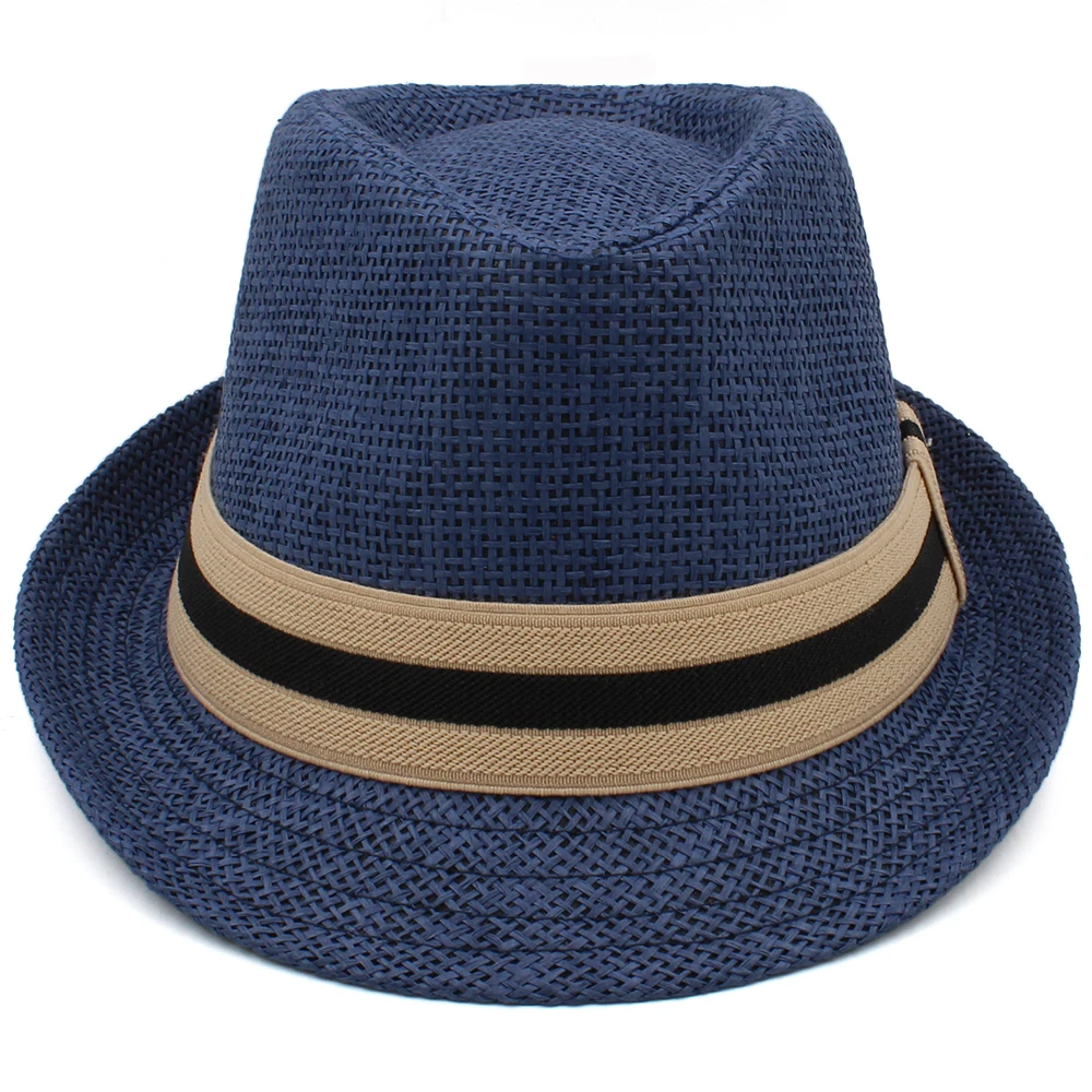 2 Sizes Parent-child Men Women Kids Boy Straw Fedora Hats Summer Trilby Sunhat Classical Jazz Caps Sombrero Beach Outdoor Travel