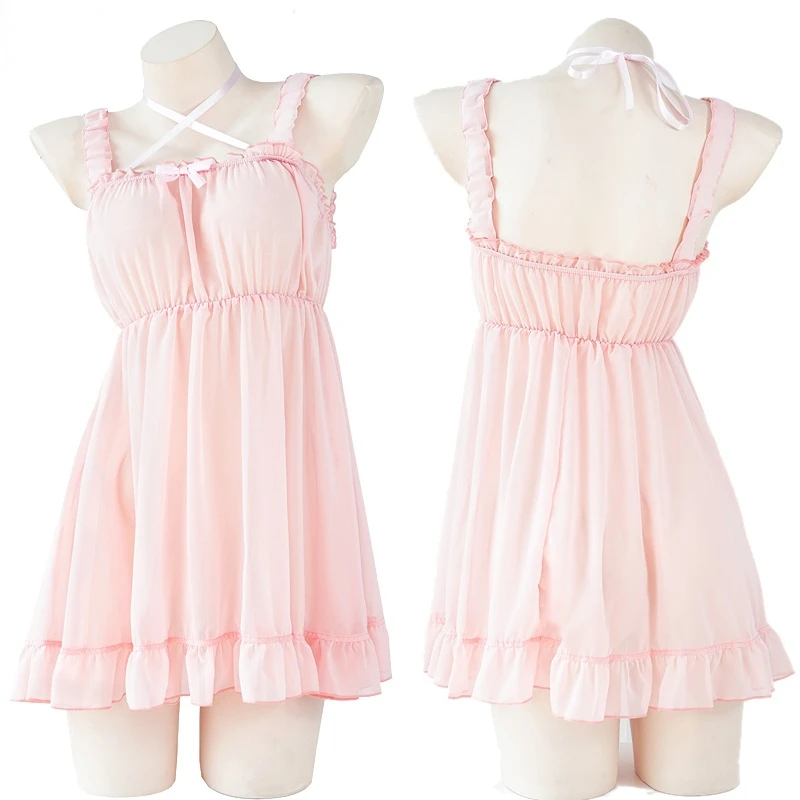 2022 Anime Lolita Girl Chiffon Dress Unifrom Women Pink Pure Nightdress Pajamas Outfits Costumes Cosplay