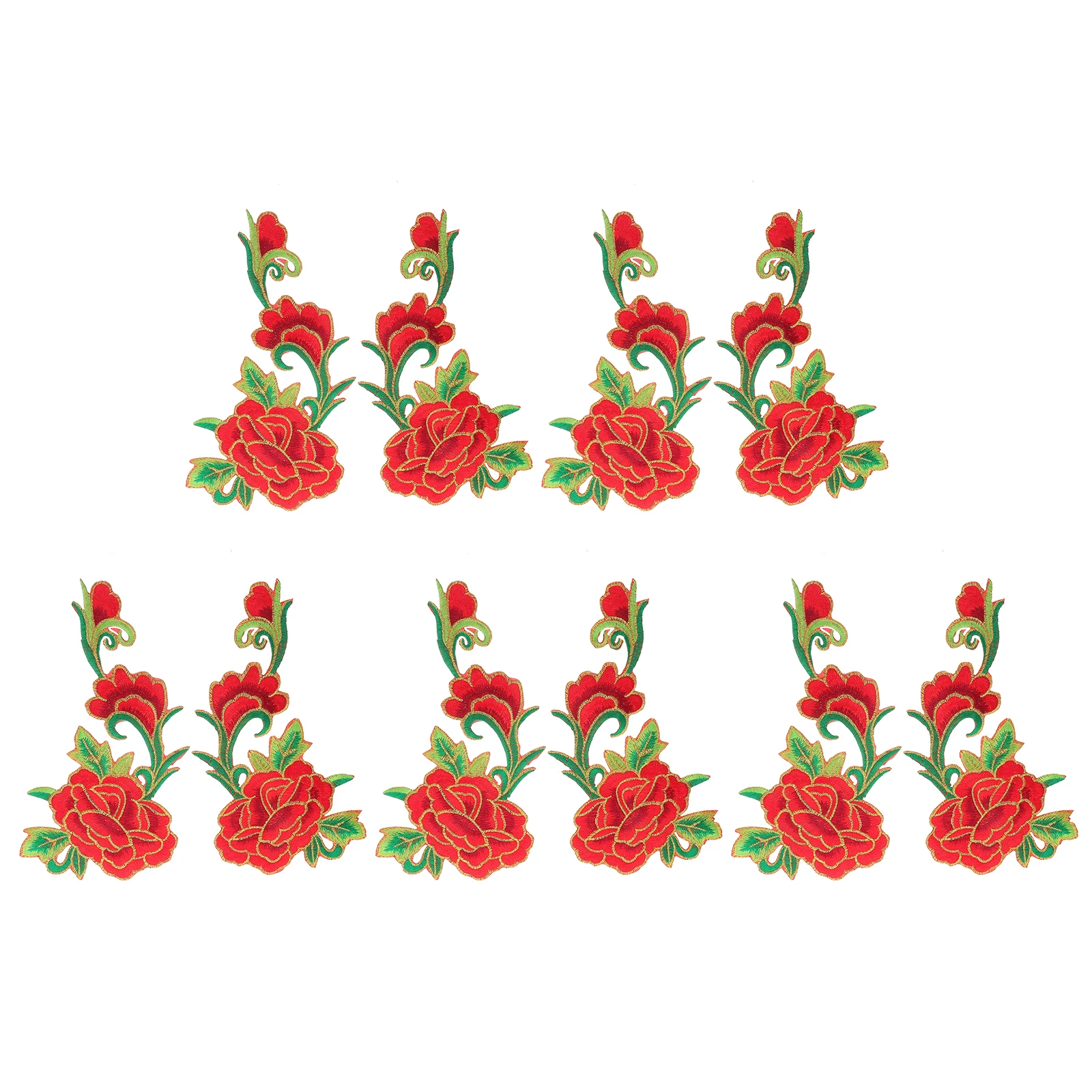 

5 Pair Sew Patch Patches Roses Blossom Embroidery Applique Clothes Repair Materials Applique Polyester Floral Iron On Sew