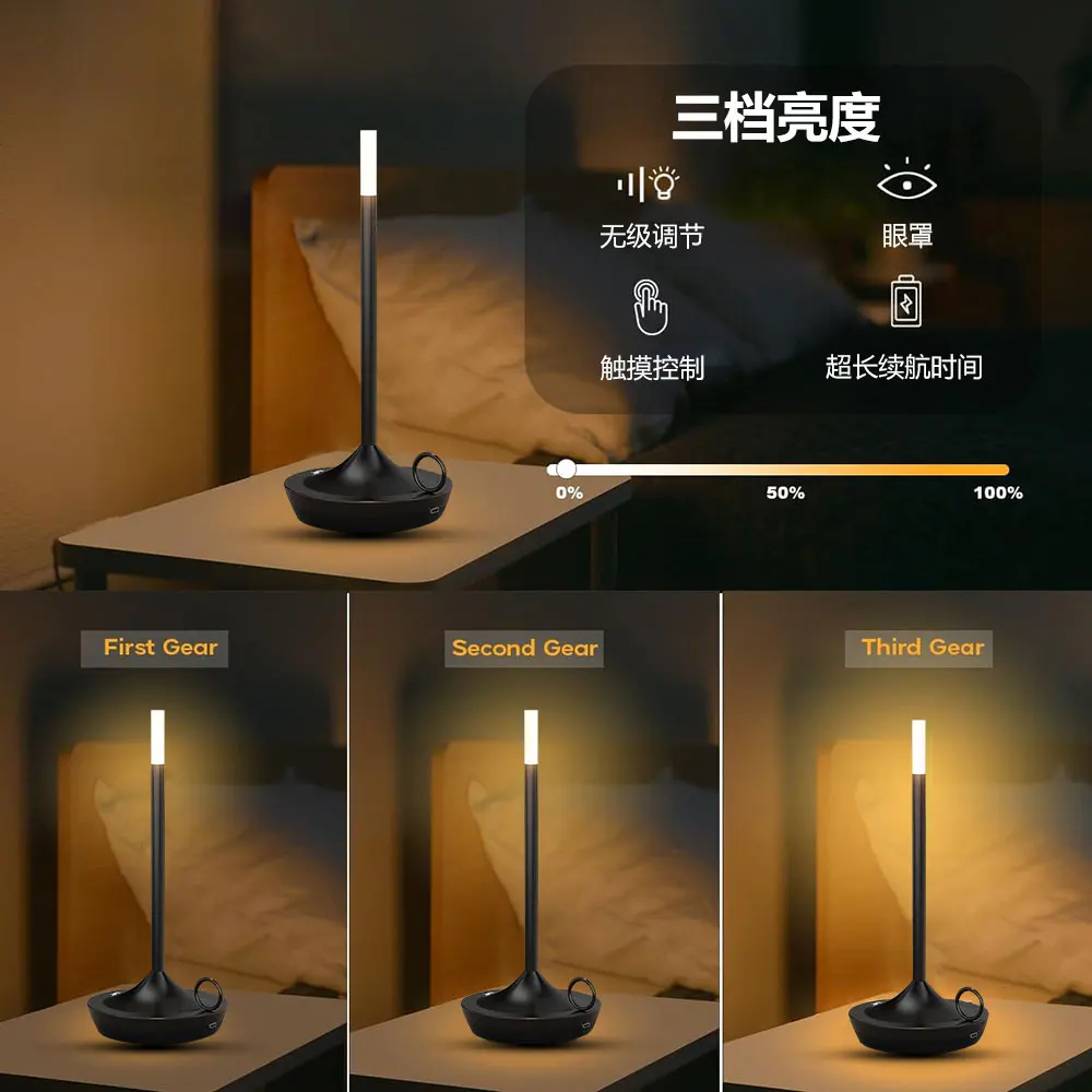 

Touch LED candlelight camping table lamp rechargeable camping candle light dinner atmosphere table lamp