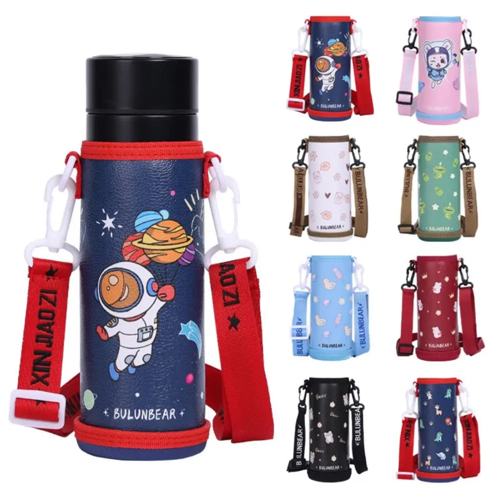 

Insulation Water Bottle Bag PU Leather Handheld Cup Pouch With Shoulder Strap Dual Purpose Drinkware Cover