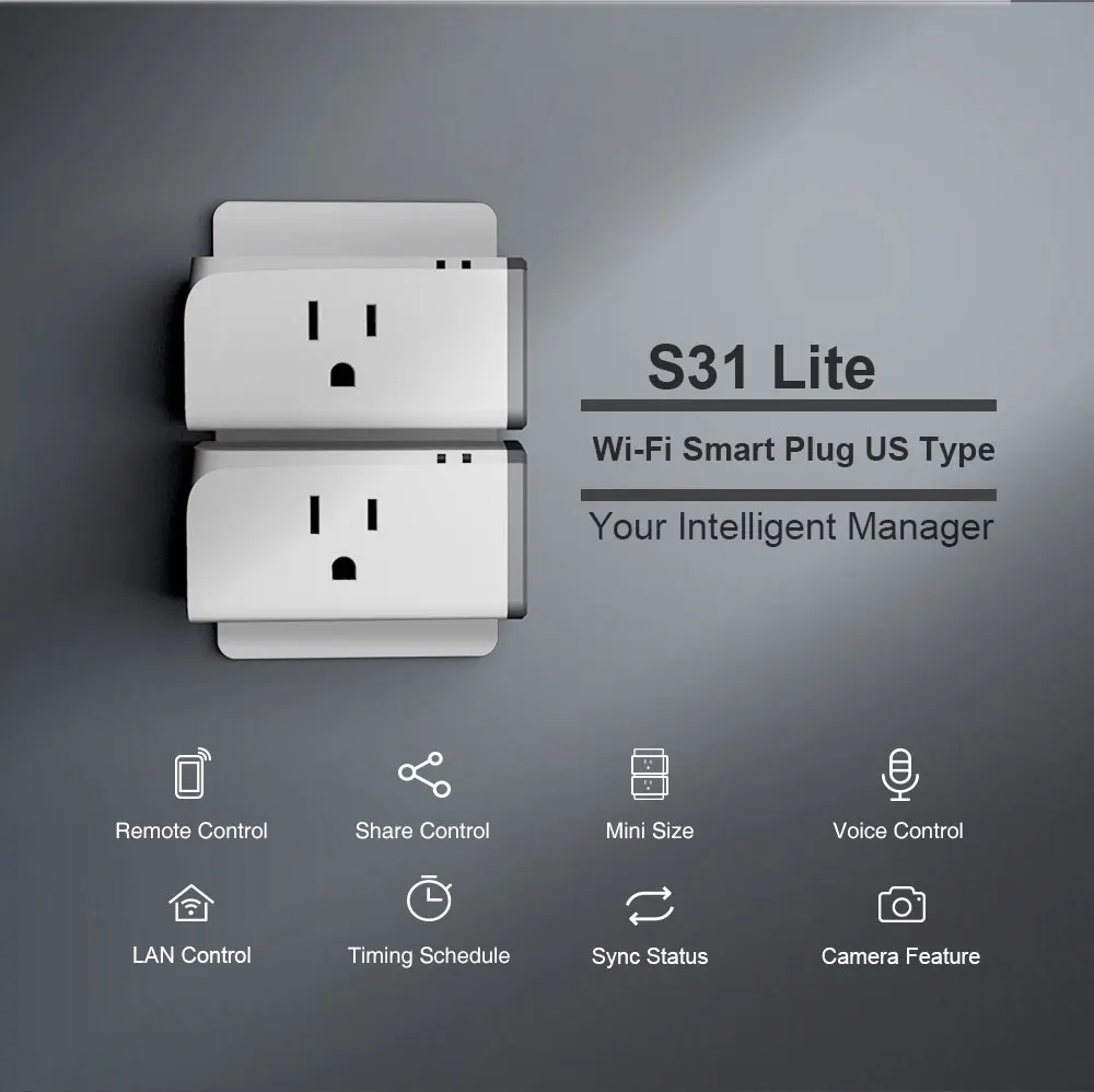 Sonoff S31 Lite US 15A Mini Smart Wifi Socket Wireless Smart Switch Plug App Control Anywhere Works with Alexa Google Home IFTTT