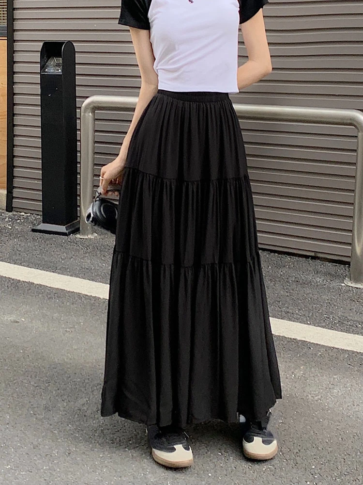 Matakawa Spring Autumn Women Skirts Korean Fashion Solid Sweet A-line Faldas Mujer French Style Elegant Jupe Femme Vintage