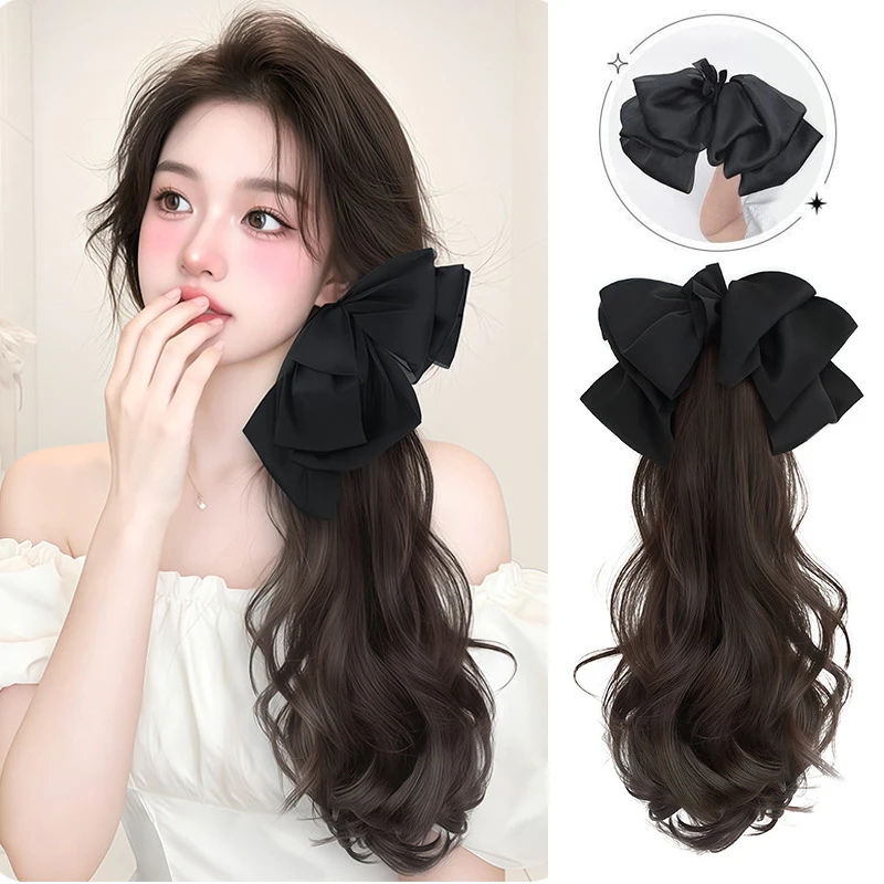 

18-дюймовый синтетический парик-хвост на заколке для женщин, длинные кудрявые волосы, высокая заколка-краб, длинный плетеный кудрявый хвост