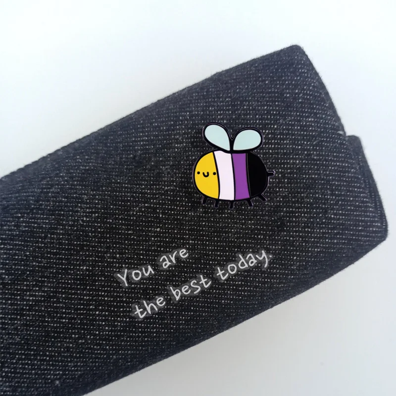 Non-Binary Bee Brooch Cute Animal Badge Fashion Backpack Pin Unique Jewelry Gift Clothes Bag Accessory for Friends