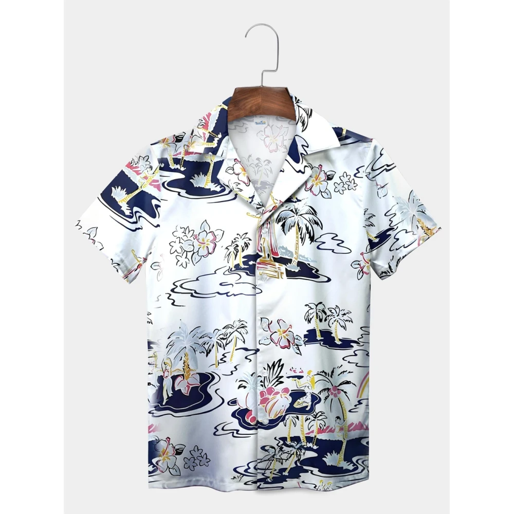 Hawaiian Shirt Tropical Plant Leaves Palm Tree Leaves Casual Shirt Summer Vacation Men's Shirt Men's Shirts Men's Short Sleeve
