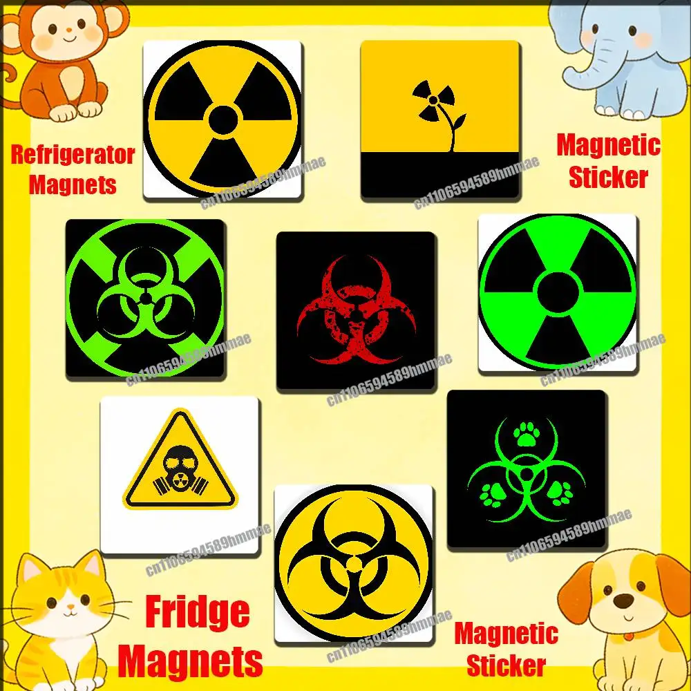 

For Radiation Biochemistry Flower Logo Fridge Freezer Refrigerator Magnets Kitchen Metal Cabinet Magnetic Sticker Card