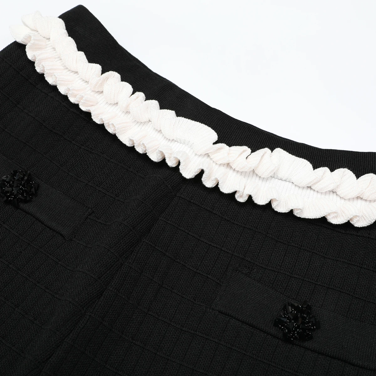LEOSOXS High Quality Spring And Autumn New Style Women's Fashion Commuter Ear Edge Nail Bead Knitted Casual Straight Pants
