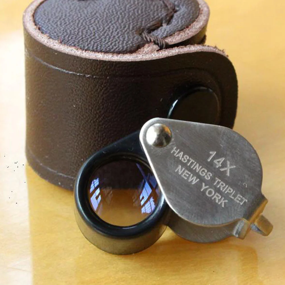 

14X Glass Stainless Steel Foldable Eye Loupe Jewelry Tools Handheld Lupe Illuminated Optics Loupes Pocket Size