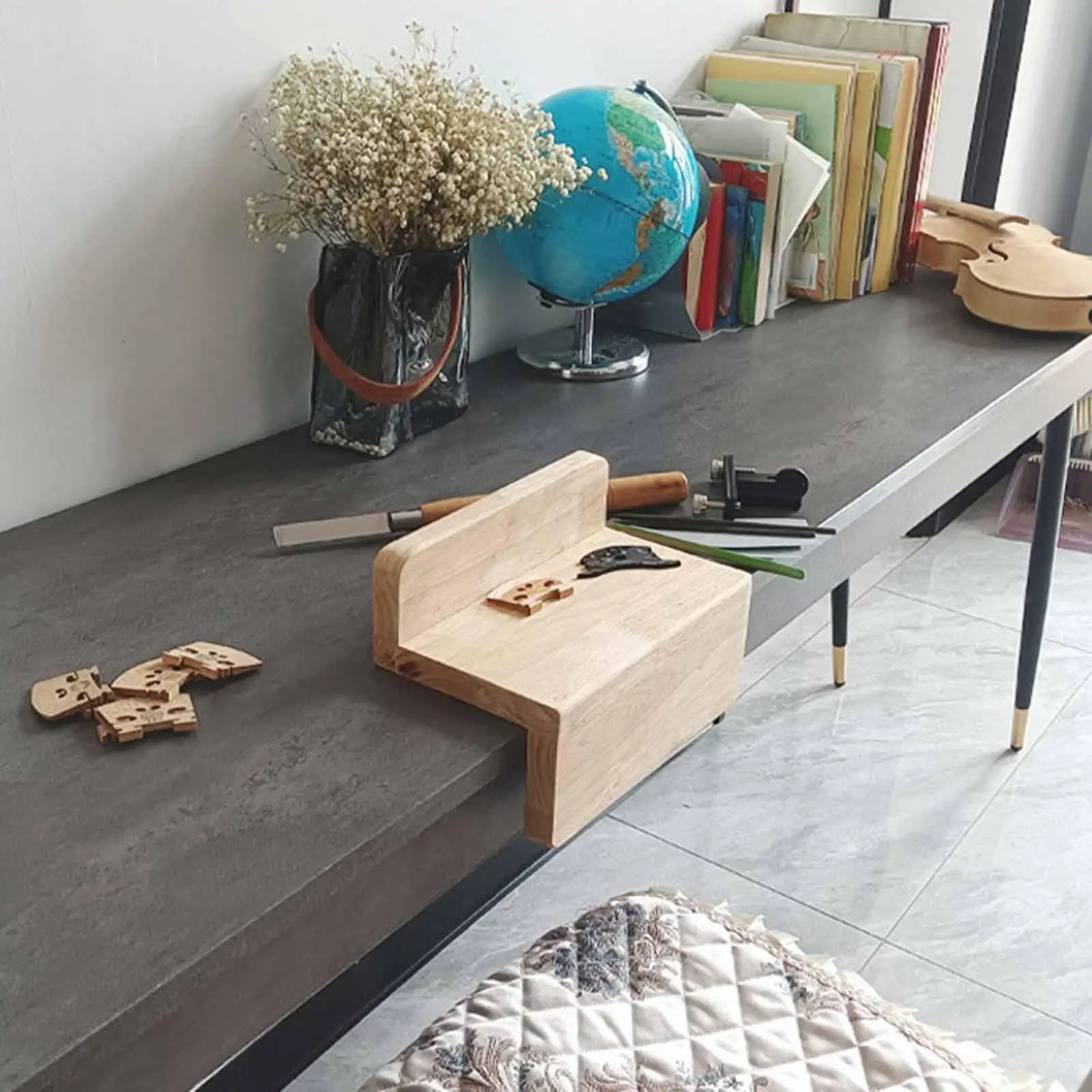 Wooden Violin Workbench Protection Board Anti Impact Bridge Maintenance Pad for Instrument Repair Workshop