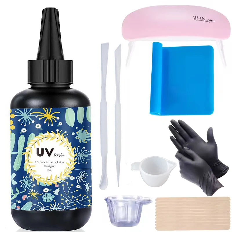 

100 г прозрачная УФ-смола, твердый тип, одна минута, ультрафиолетовая солнечная быстроотверждаемая эпоксидная смола, клей для литья форм, ювелирных изделий, поделок своими руками