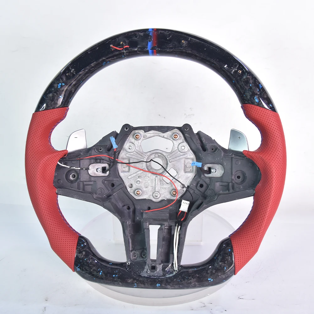 

LED Forged Carbon Fiber and Red Leather Steering Wheel For BMW G20 G28 G30 G38