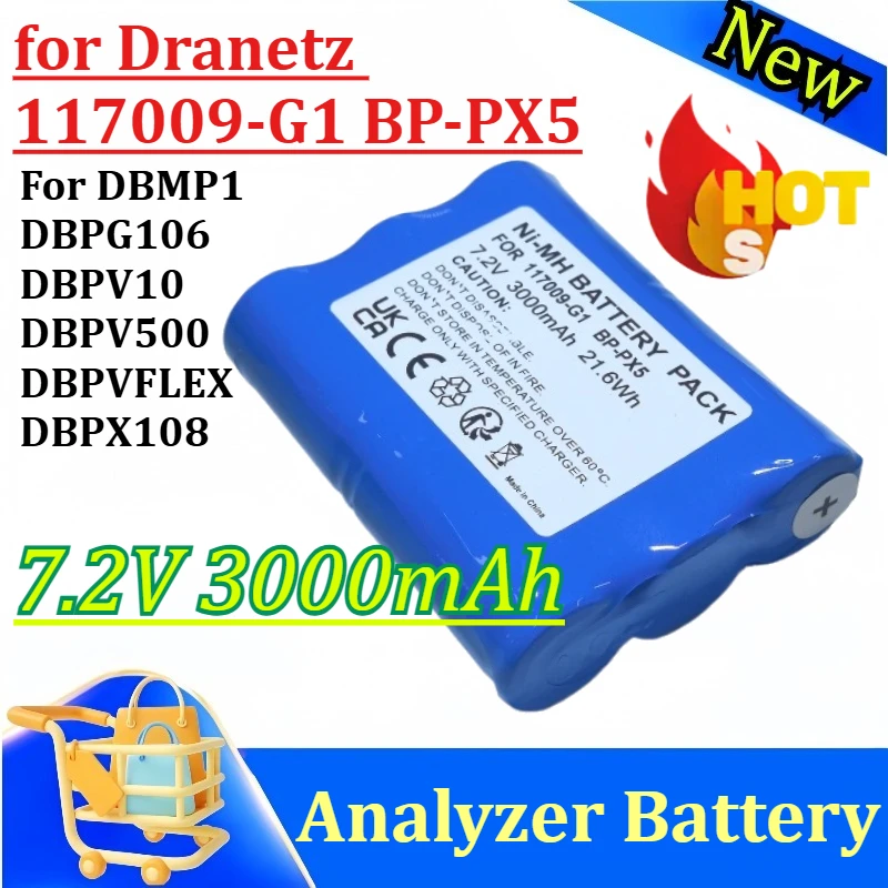 7.2V 3000mAh Ni-MH Battery for Dranetz 117009-G1 BP-PX5 Analyzer DBMP1 DBPG106 DBPV10 DBPV500 DBPVFLEX DBPX108