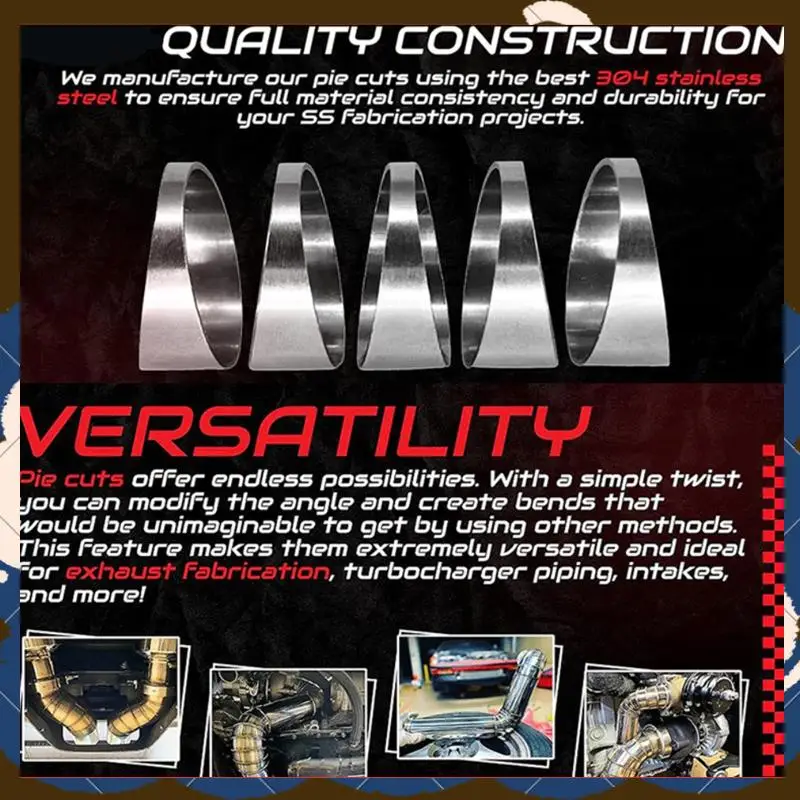 

90 Degree Stainless Steel Tight Radius Pie Cuts (Not Welded) - Lasercut & Deburred For Custom Exhaust (5Pcs)-[A53I]