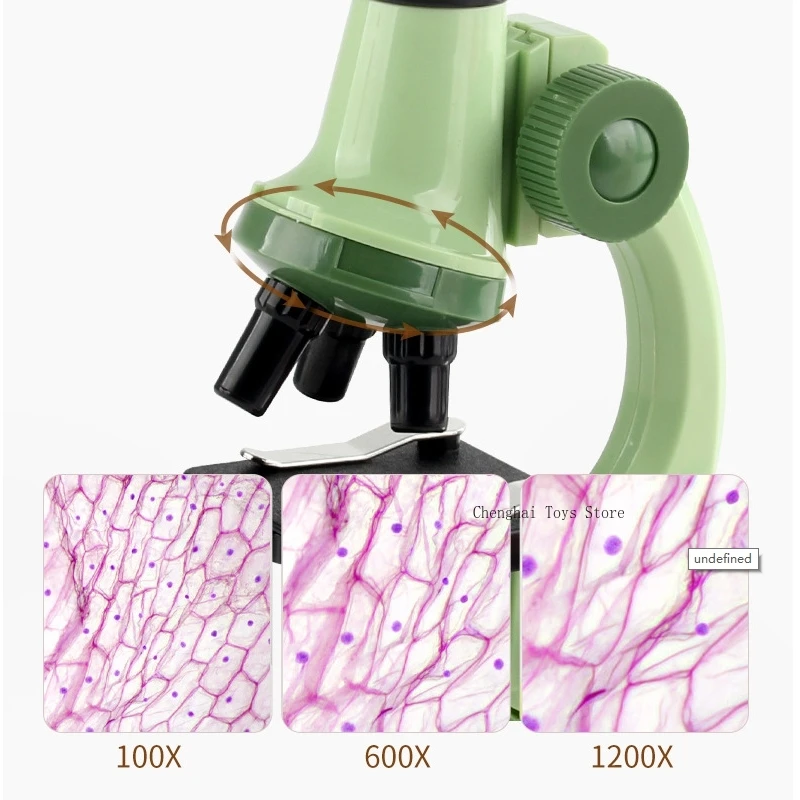 Microscopio óptico HD con luz led para niños, juguetes educativos montessori, ciencia y educación, biología, 100X, 600X, 1200X