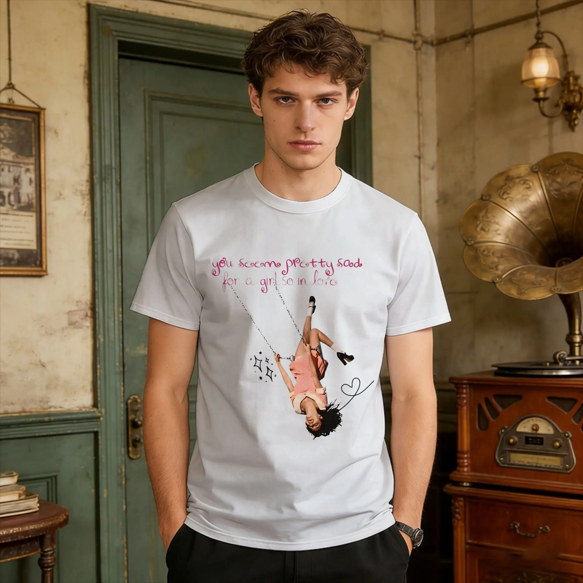 Camiseta Vintage de Algodón 100% con Estampado 'You Seem Pretty Sad For A Girl So In Love', Camiseta Hip Hop para Hombre, Playera de Verano