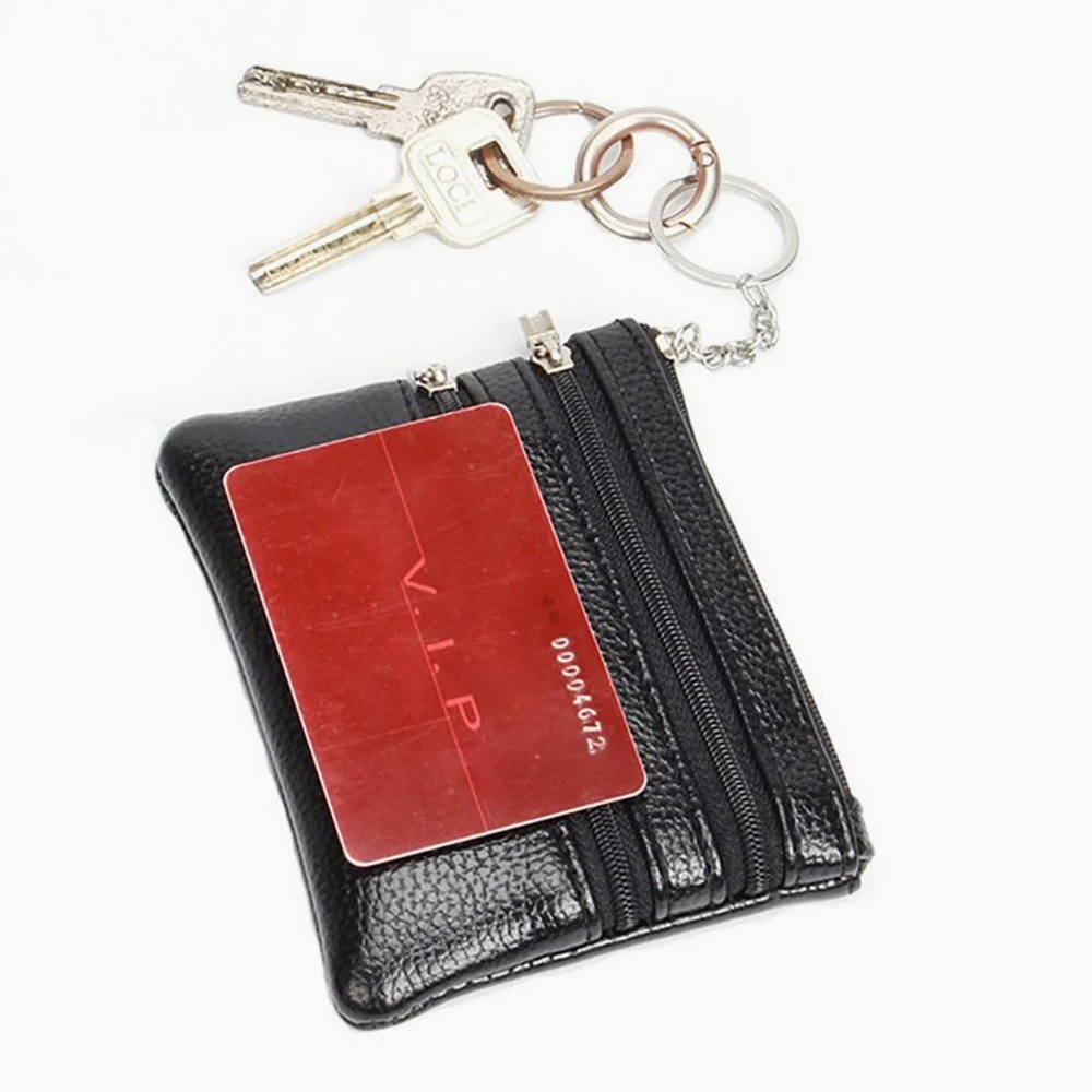 Tragbare Geld-Geldbörse aus PU-Leder mit Schlüsselring, wasserdichte Tasche, Geldbörse, Reißverschluss, verschleißfest, Kreditkarteninhaber, Mann und Frau – Detail 10