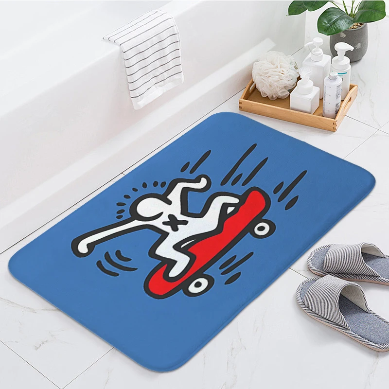 Waterproof Bathroom Mat Slip-resistant D-Haring D-Geometric D-Graffiti Balcony Bedroom Rug Kitchen Hallway Room Floor Carpet