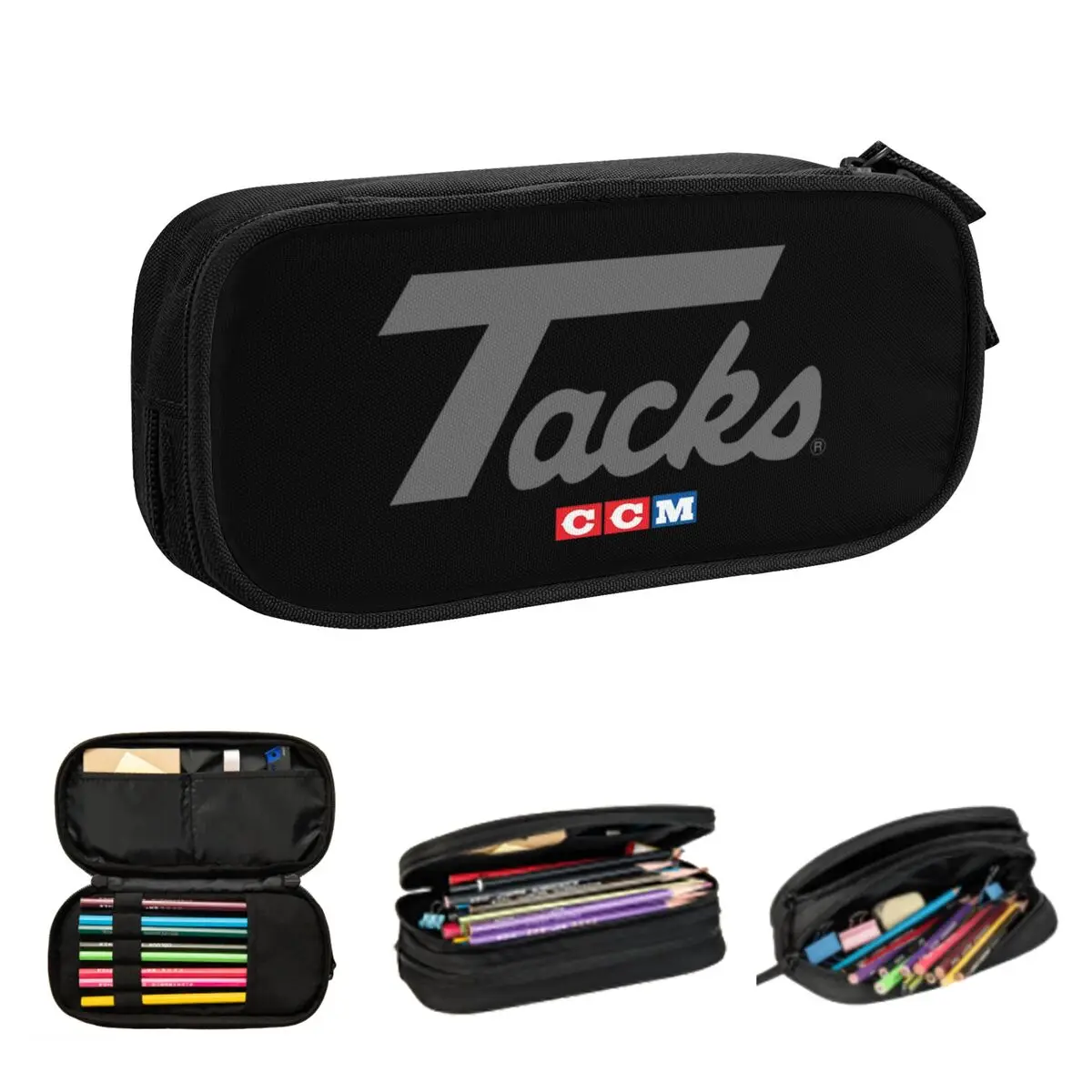 CCM ريترو هوكي الجليد شعار مقلمة للطلاب الهدايا صندوق القلم حقيبة أقلام رصاص تخزين كبير قلم رصاص الحقيبة تخزين القرطاسية #2
