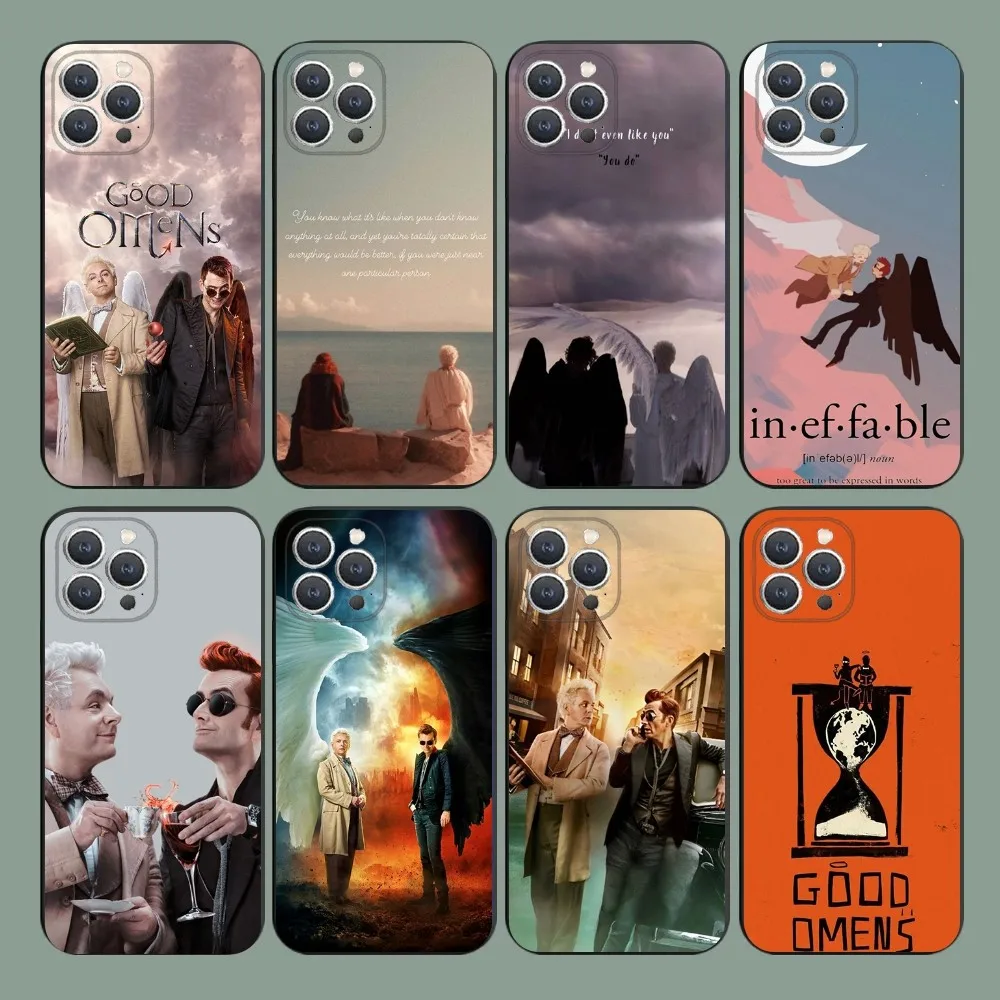 

Good O-Omens TV Phone Case For iPhone 15,14,13,12,11,Plus,Pro Max,XS,X,XR,SE,Mini,8,7 Soft Silicone Black Cover