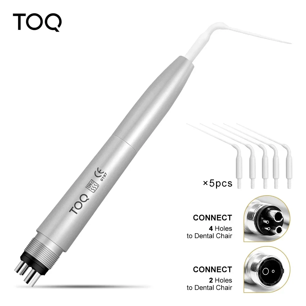 2/4 Holes Dental Ultrasonic Air Scaler Handpiece With 5 plastic Tips Dentistry Teeth Whitening Cleaner