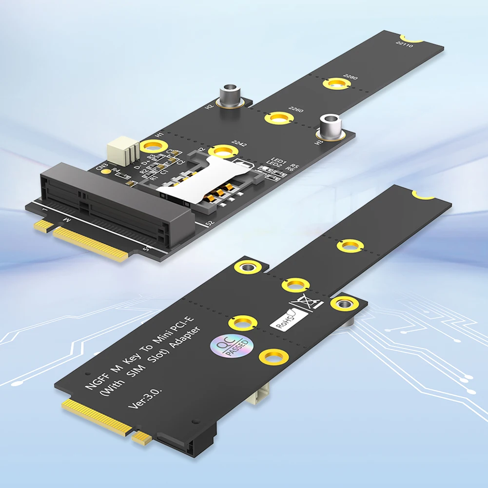 M.2 NGFF Key M To Mini PCI-E Adapter Card with Card Slot for 2242 2260 2280 SSD Hard Drive