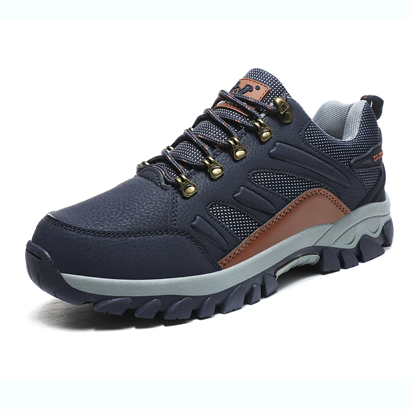 HIKEUP-Botines impermeables de cuero genuino para hombre y mujer, botas de nieve transpirables de goma, zapatos de seguridad para el trabajo, 36-48