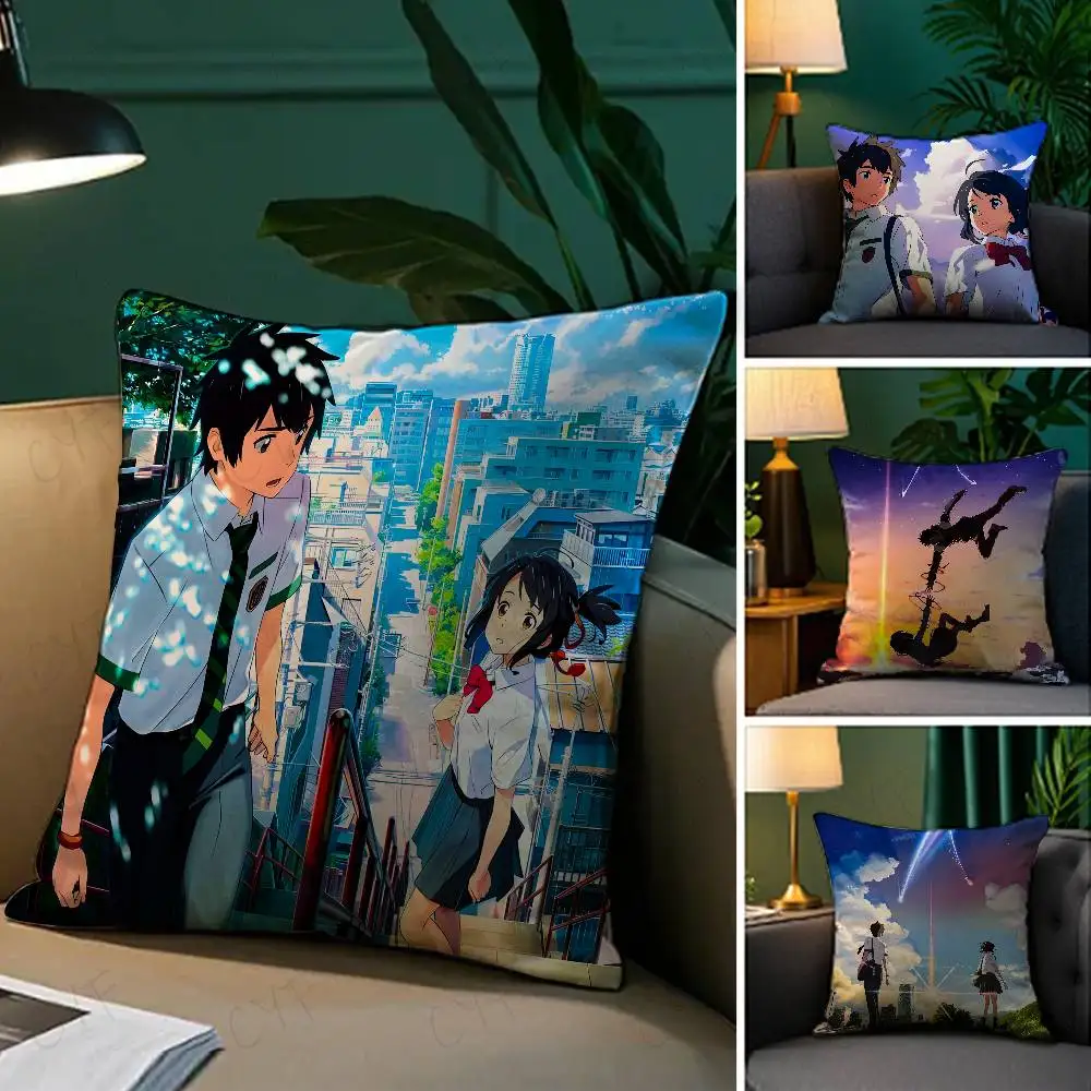 

Your Name Anime Couple Pillow Case Custom Printed Brushed Fleece Pillow, Baby Skin-Touch, Eco-Friendly Dye-Sublimation Cushion f
