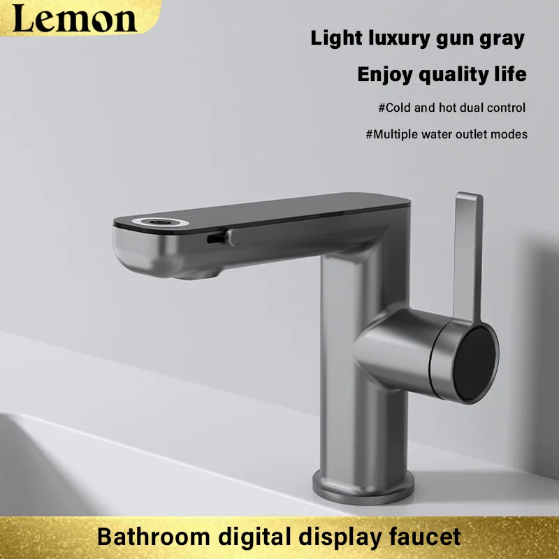 

Bathroom copper alloy basin faucet, intelligent digital display, hot and cold dual control ceramic valve core, hydraulic point