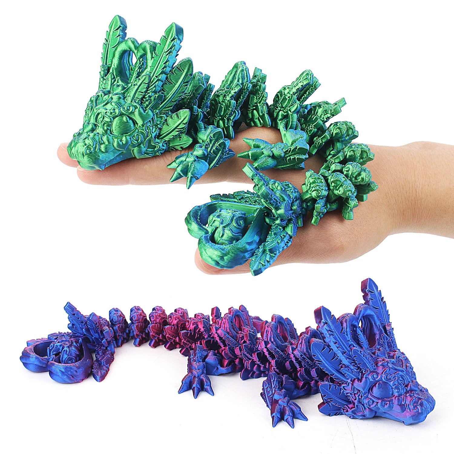 Drago a forma di cuore stampato in 3D da 25 cm con giunti flessibili e mobili, giocattolo modello di figurine 3D