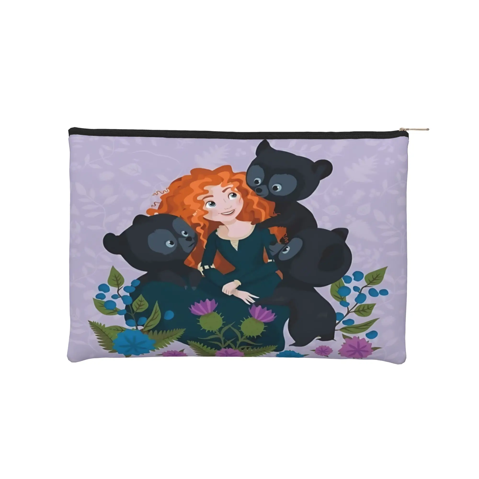 1pc Stylish Exquisite Cosmetic Bag Makeup Bag Brave Merida Toiletry Bag with Zipper Travel Essentials Bag