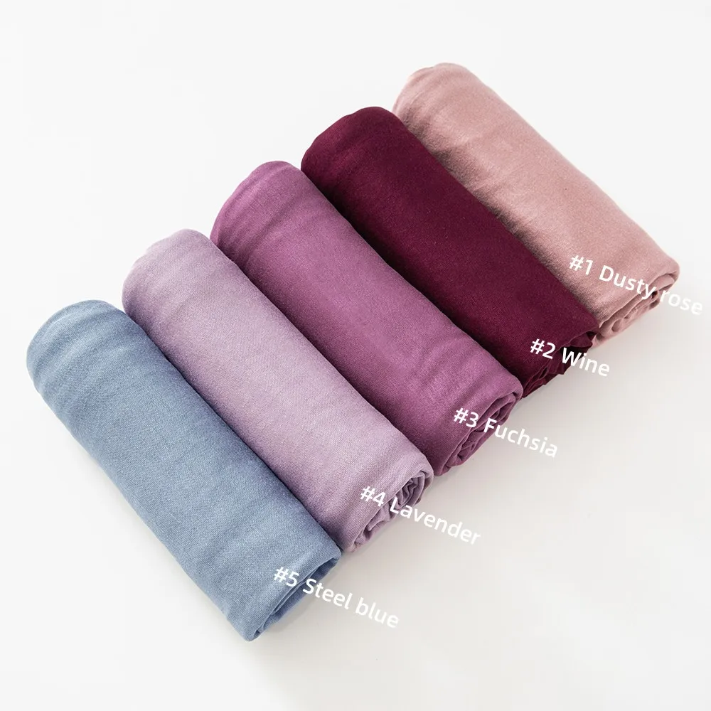 29 farben Günstige Jersey Hijab Schal Solide Muslimischen Lange Schals Turban Schal Elastische Baumwolle Arabischen Kopftuch Kopf Wraps Saudi Hijabs – Detail 1
