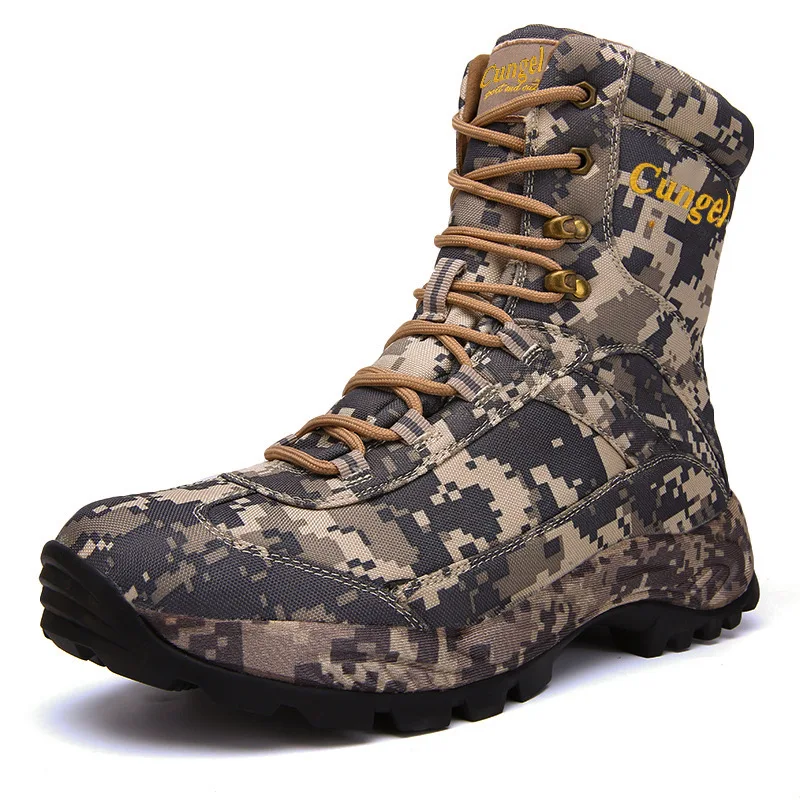 High-Tops Boots Popular Antisplash Anti Slip Hunting Mountaineering Men\'s Shoes Outdoor Trekking Training Bionic Sneakers
