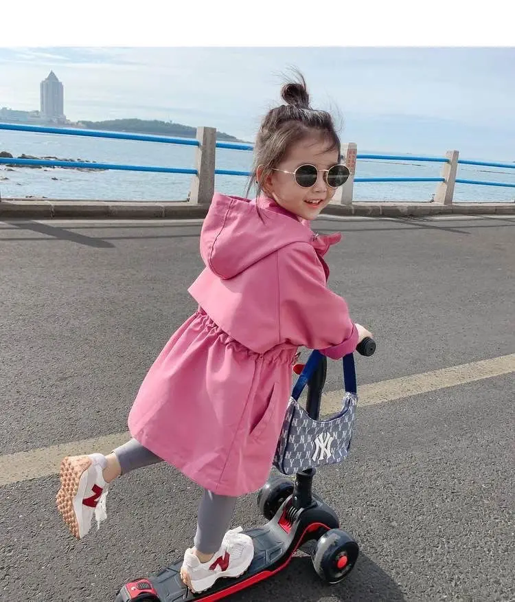 Girls Jacket Spring and Autumn Clothes 2023 New Korean Children\'s Long Windbreaker Coat Baby Fashion Coat 0 2 4 6 8 9Y