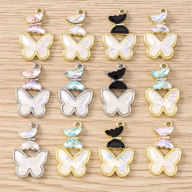 

5pcs 16x24mm Cute Crystal Animal Butterfly Charms Pendants for Jewelry Making Necklace Earrings Bracelets DIY Crafts Accessories