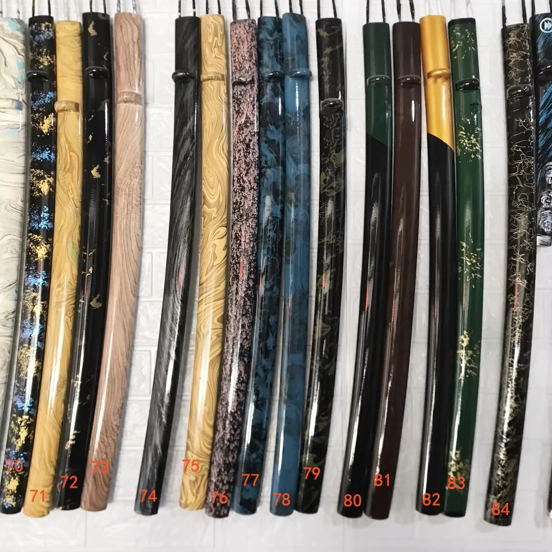 

56-76cm Lacquered Wooden Katana Tachi Wakizashi Bushido Kendo Iaido Sword Saya Sheath Scabbard