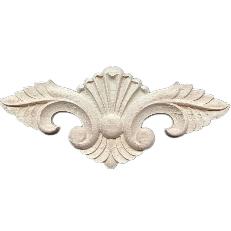 22-31cm Exquisite Vintage Wood Applique Onlay Wood Craft Floral Round Wooden Accessories Decoration Decal Corner Window