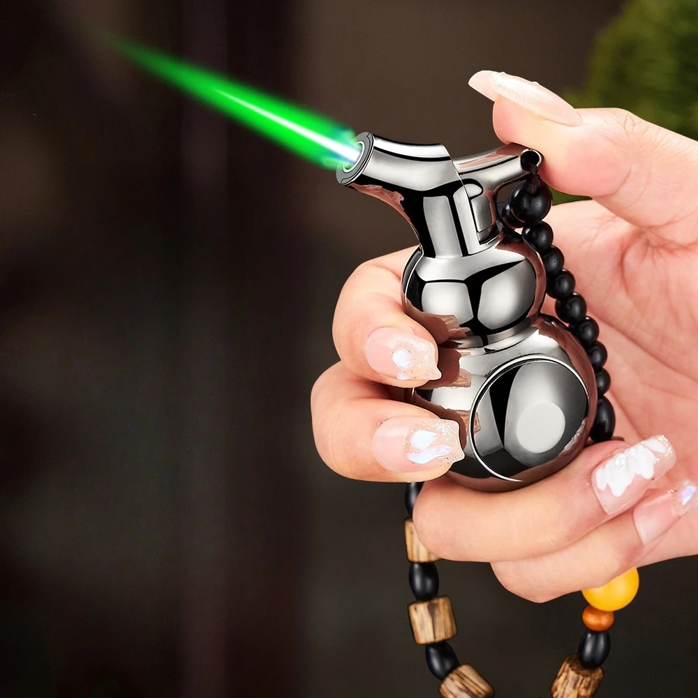 

Hot Selling Inflatable Green Flame Butane Gas Lighter, 360° Rotation, Metal Windproof Torch Lighter, Cool Men's Gift, Outdoor