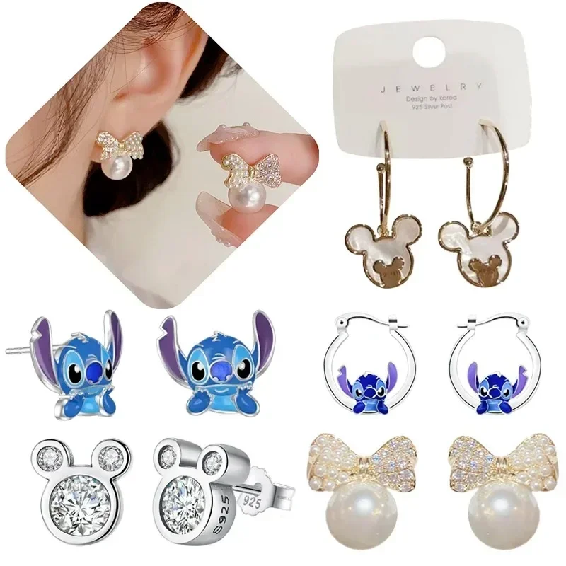 Disney Cartoon Earrings for Women Mickey Mouse Lilo & Stitch Anime Modeling Stud Earrings Fashion Jewelry Accessories Girls Gift