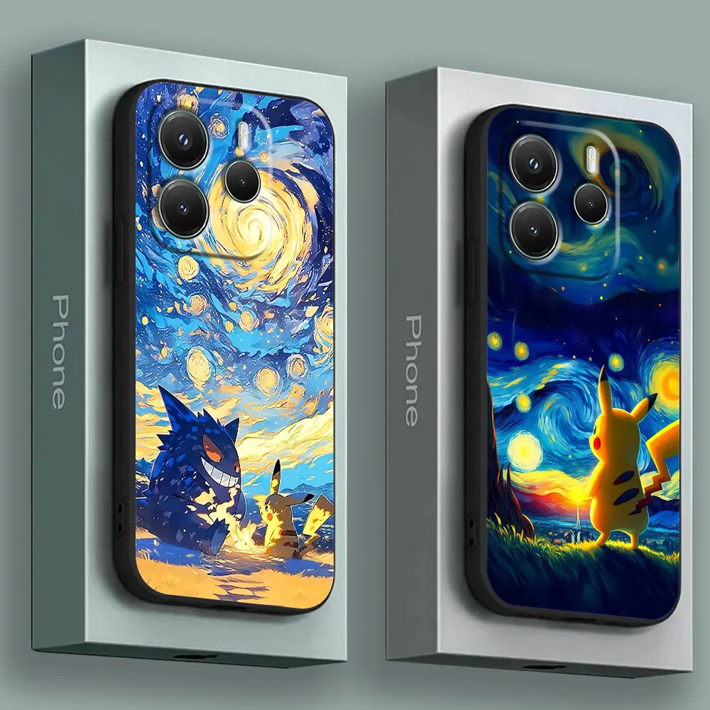 

Pikachu Gengar Pokemons Anime Phone Case for Xiaomi Redmi 14C 12C 10C 13C Redmi Note 14 13 12 11 10 Pro Plus 5G 12S 11S 9S Cover